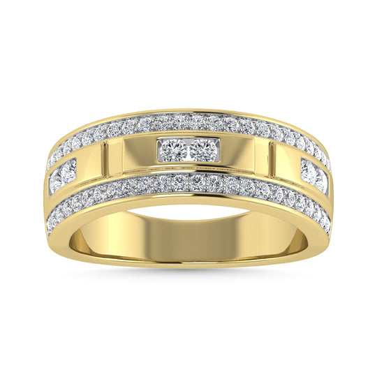 Diamante 3/4 Ct.Tw. Alianza de boda para hombre en oro amarillo de 14 quilates