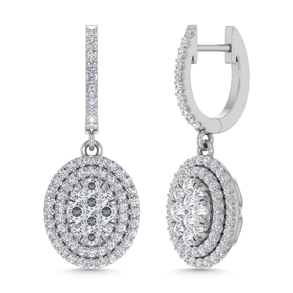 Diamante de 1 qt.Tw. Aretes colgantes en oro blanco de 14 k