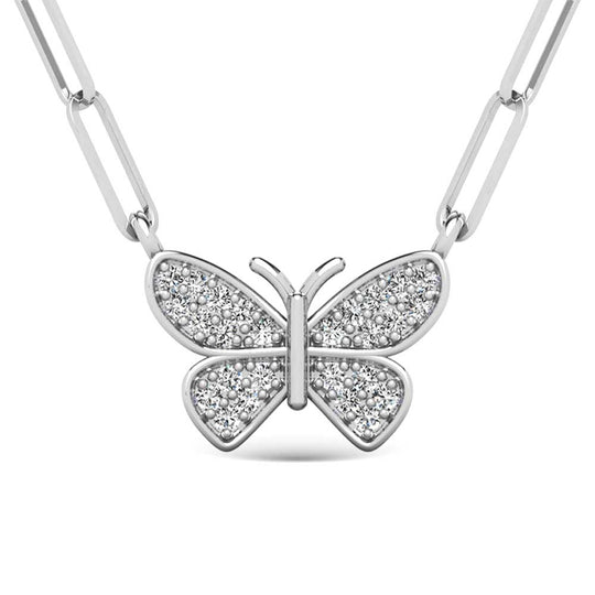 Diamante 1/10 Ct.Tw. Colgante Mariposa en Plata 925