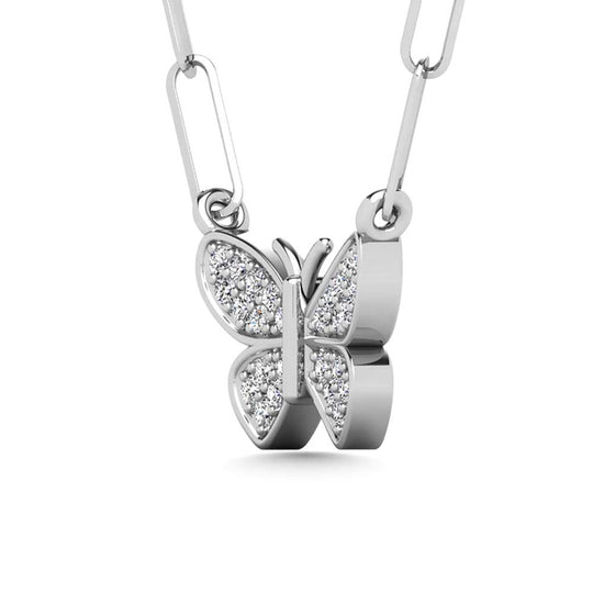 Diamante 1/10 Ct.Tw. Colgante Mariposa en Plata 925