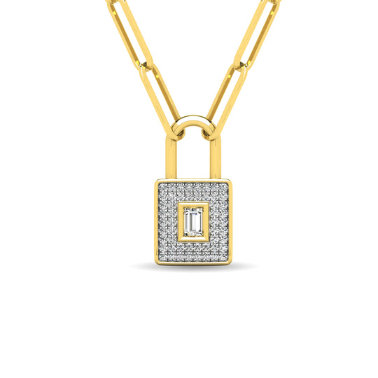 Diamante 1/5 Ct.Tw. Colgante con candado en oro amarillo de 10 quilates