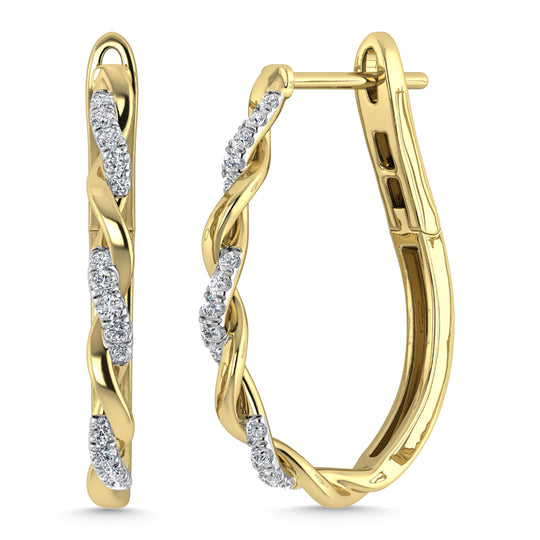 Diamante 1/4 Ct.Tw. Aretes de aro en oro amarillo de 10 quilates