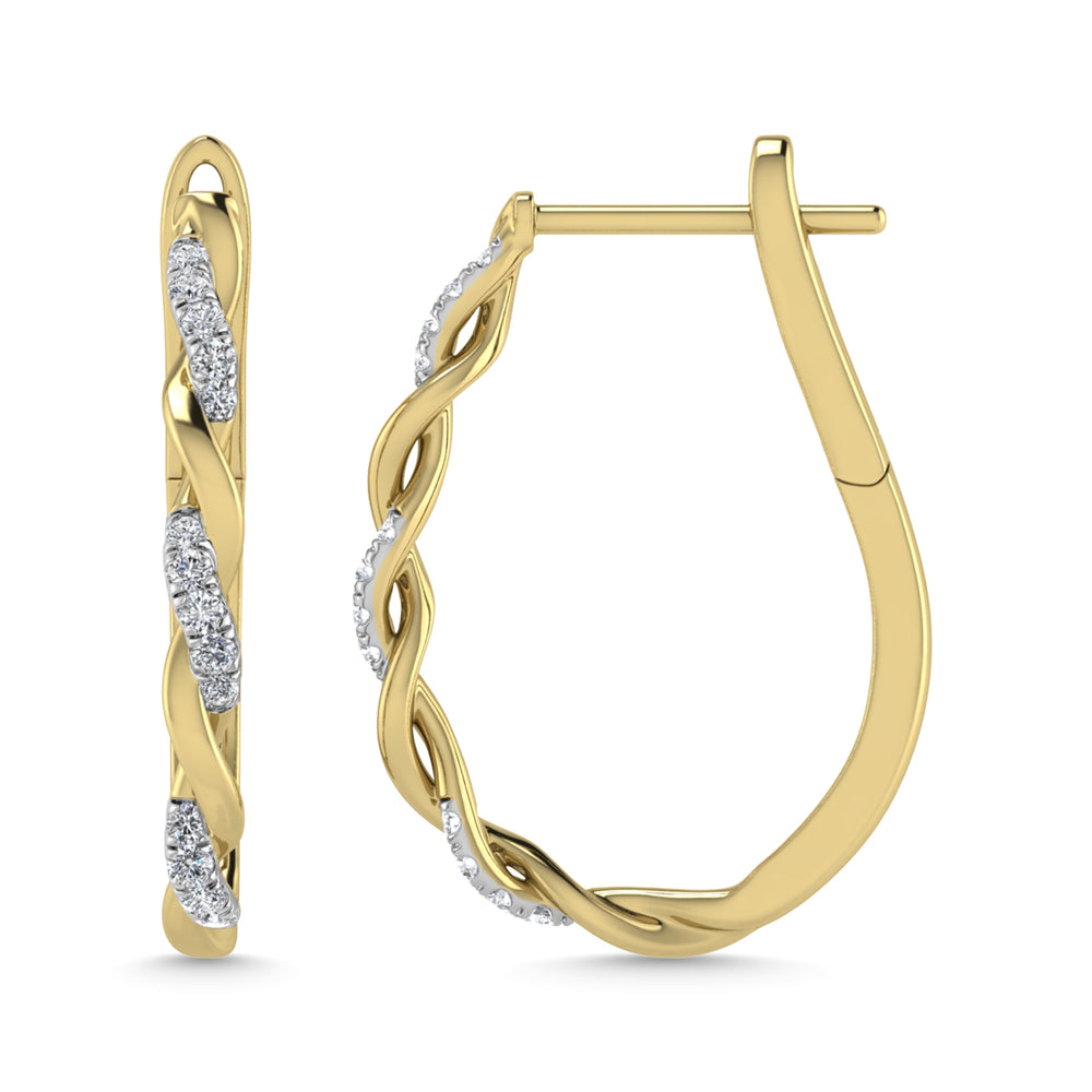 Diamante 1/4 Ct.Tw. Aretes de aro en oro amarillo de 10 quilates