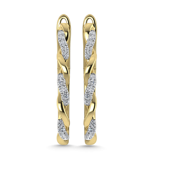 Diamante 1/4 Ct.Tw. Aretes de aro en oro amarillo de 10 quilates