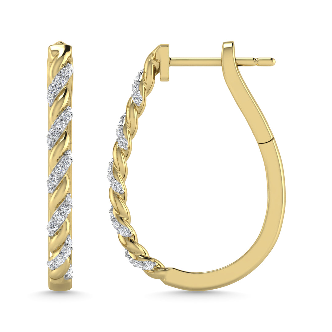 Diamante 3/8 Ct.Tw. Aretes de aro en oro amarillo de 10 quilates