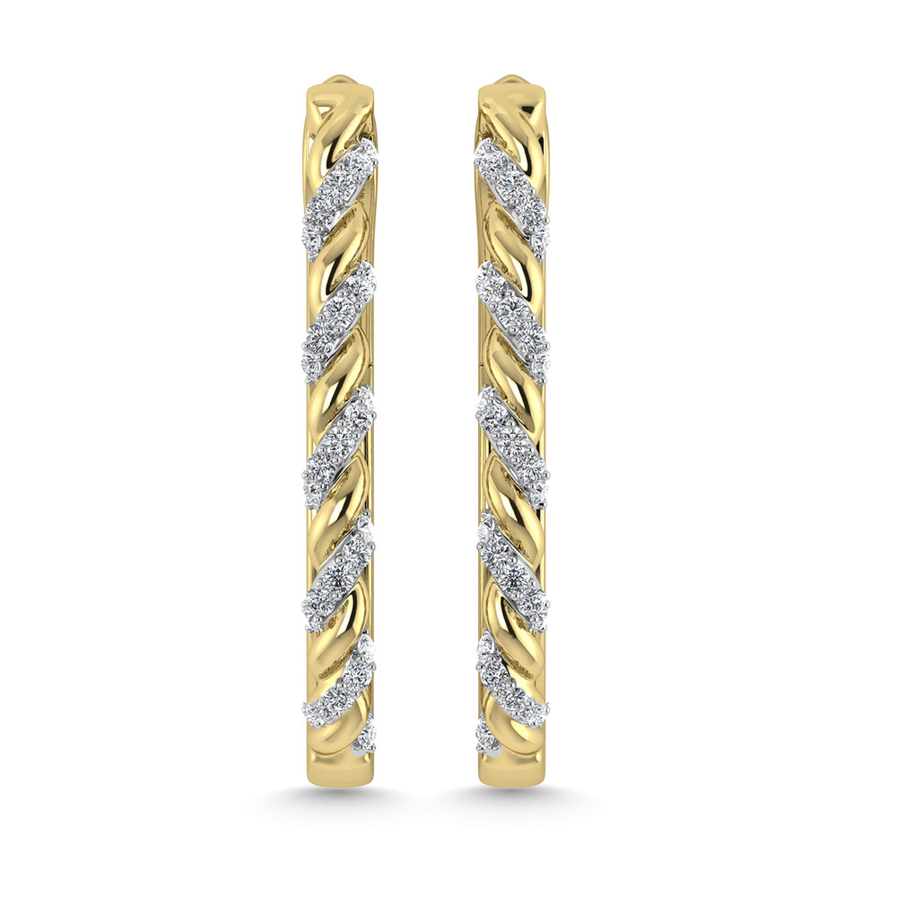 Diamante 3/8 Ct.Tw. Aretes de aro en oro amarillo de 10 quilates