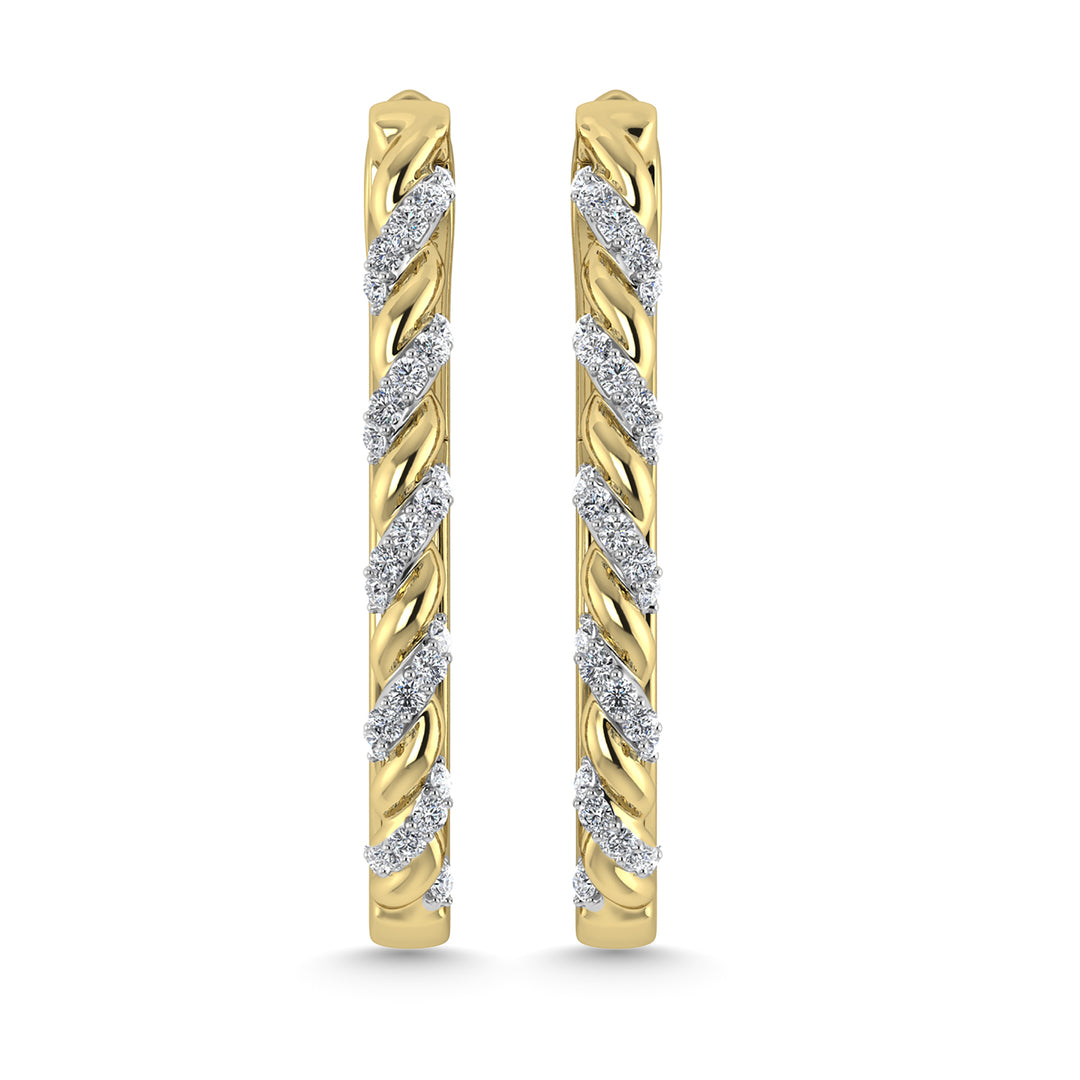 Diamante 3/8 Ct.Tw. Aretes de aro en oro amarillo de 10 quilates