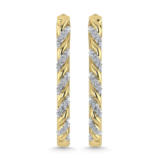 Diamante 3/8 Ct.Tw. Aretes de aro en oro amarillo de 10 quilates