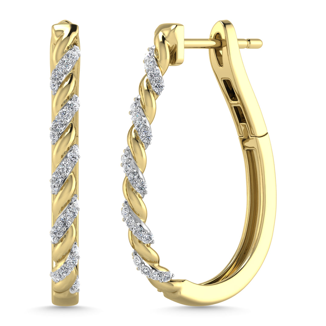 Diamante 3/8 Ct.Tw. Aretes de aro en oro amarillo de 10 quilates