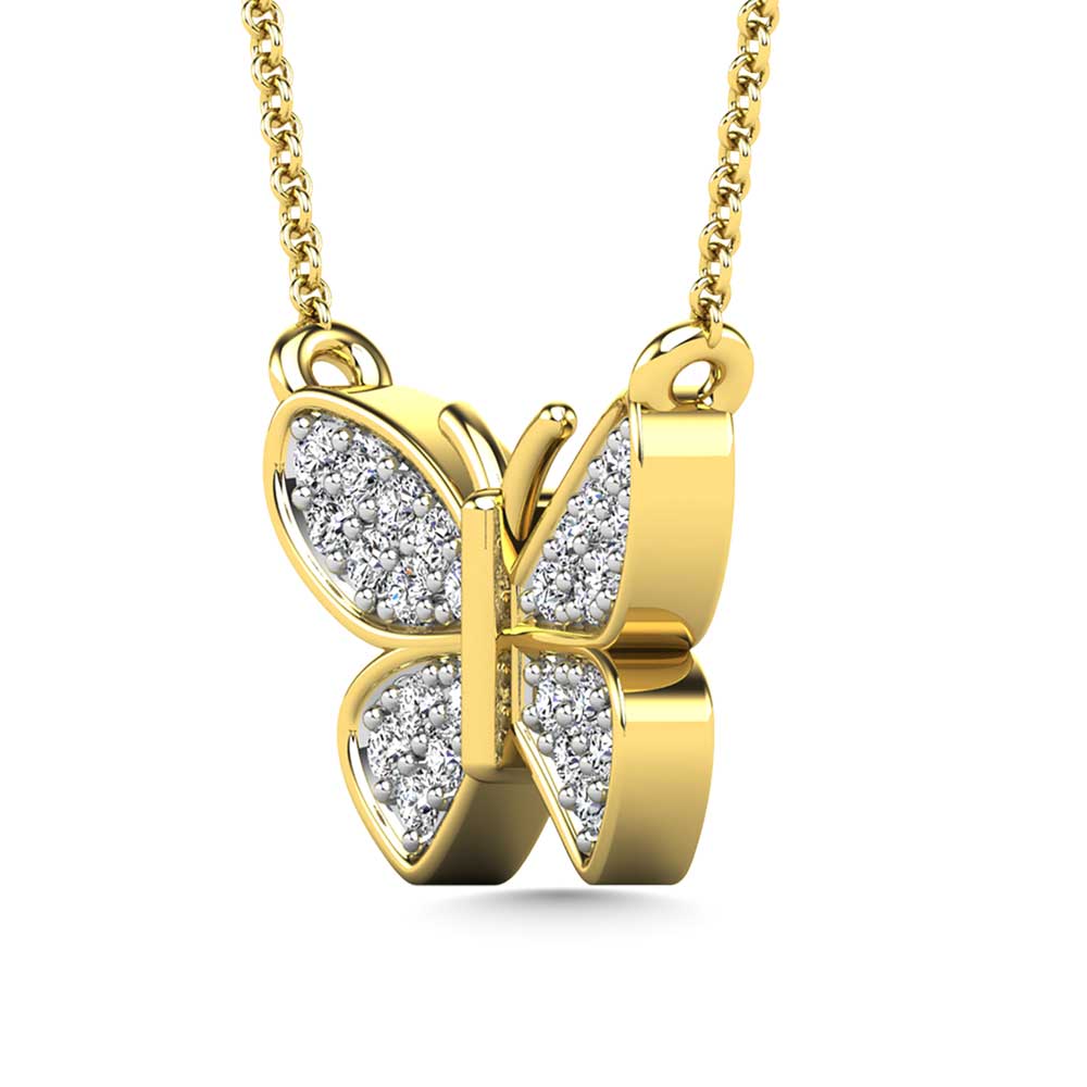 Diamante 1/10 Ct.Tw. Colgante de mariposa en oro amarillo de 10 quilates