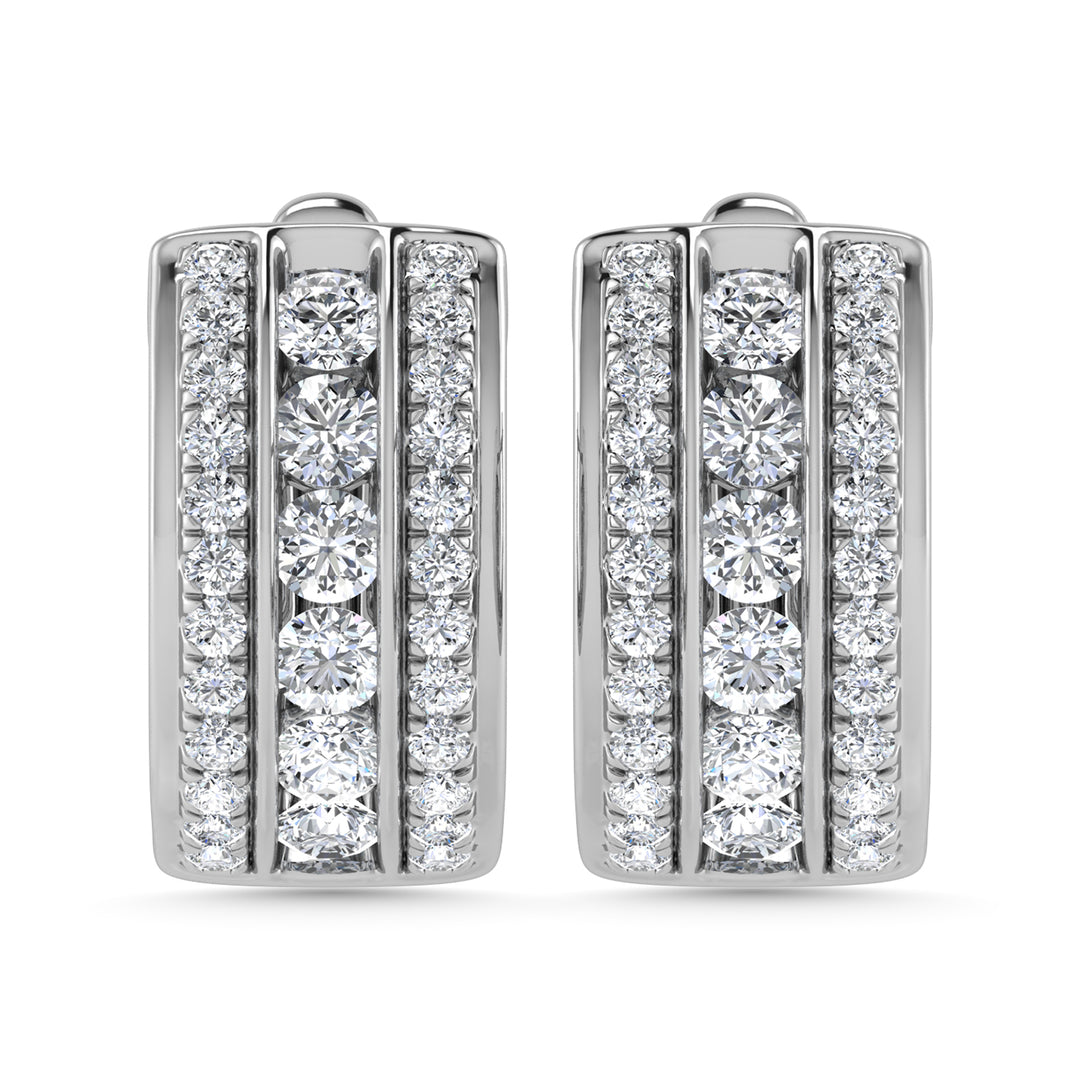 Diamante de 2 qt.Tw. Aretes de aro en oro blanco de 14 k