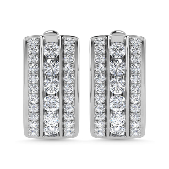 Diamante de 2 qt.Tw. Aretes de aro en oro blanco de 14 k