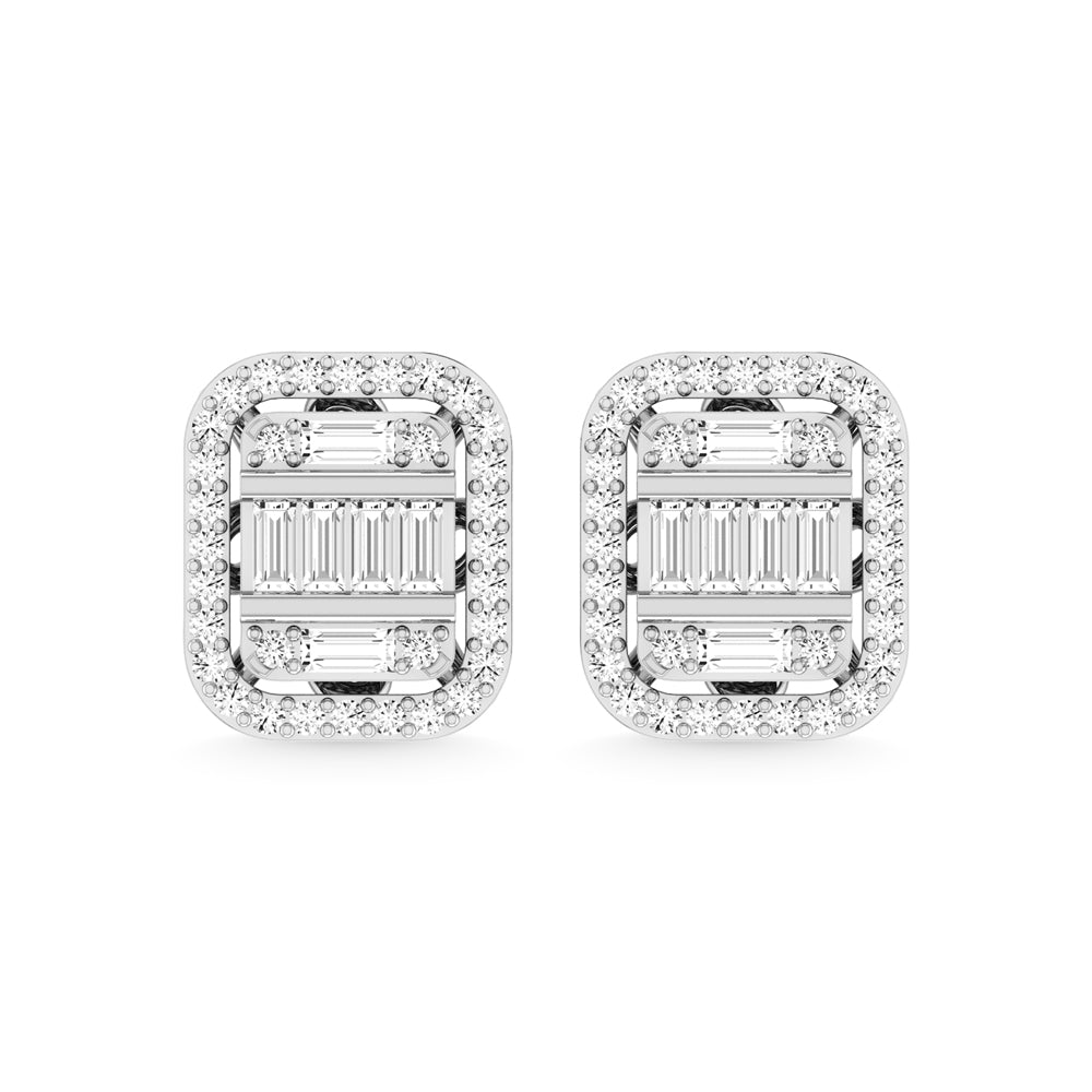 Diamante de oro blanco de 10 quilates de 1/2 qt. total Pendientes de moda