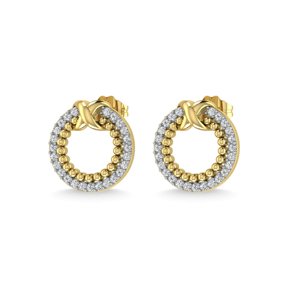 Diamante de oro amarillo de 10 quilates de 1/4 qt. total Pendientes de moda