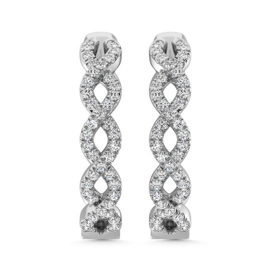 Diamante de oro blanco de 14 quilates de 1/3 qt. total. Pendientes