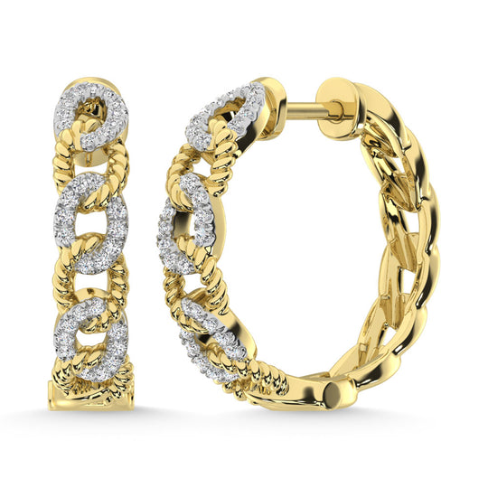 Diamante de oro amarillo de 14 quilates de 1/4 qt. total Pendientes