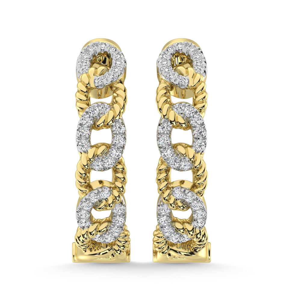 Diamante de oro amarillo de 14 quilates de 1/4 qt. total Pendientes