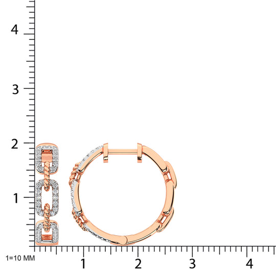 Diamante en oro rosa de 10 quilates de 3/8 quilates total. Aretes de aro