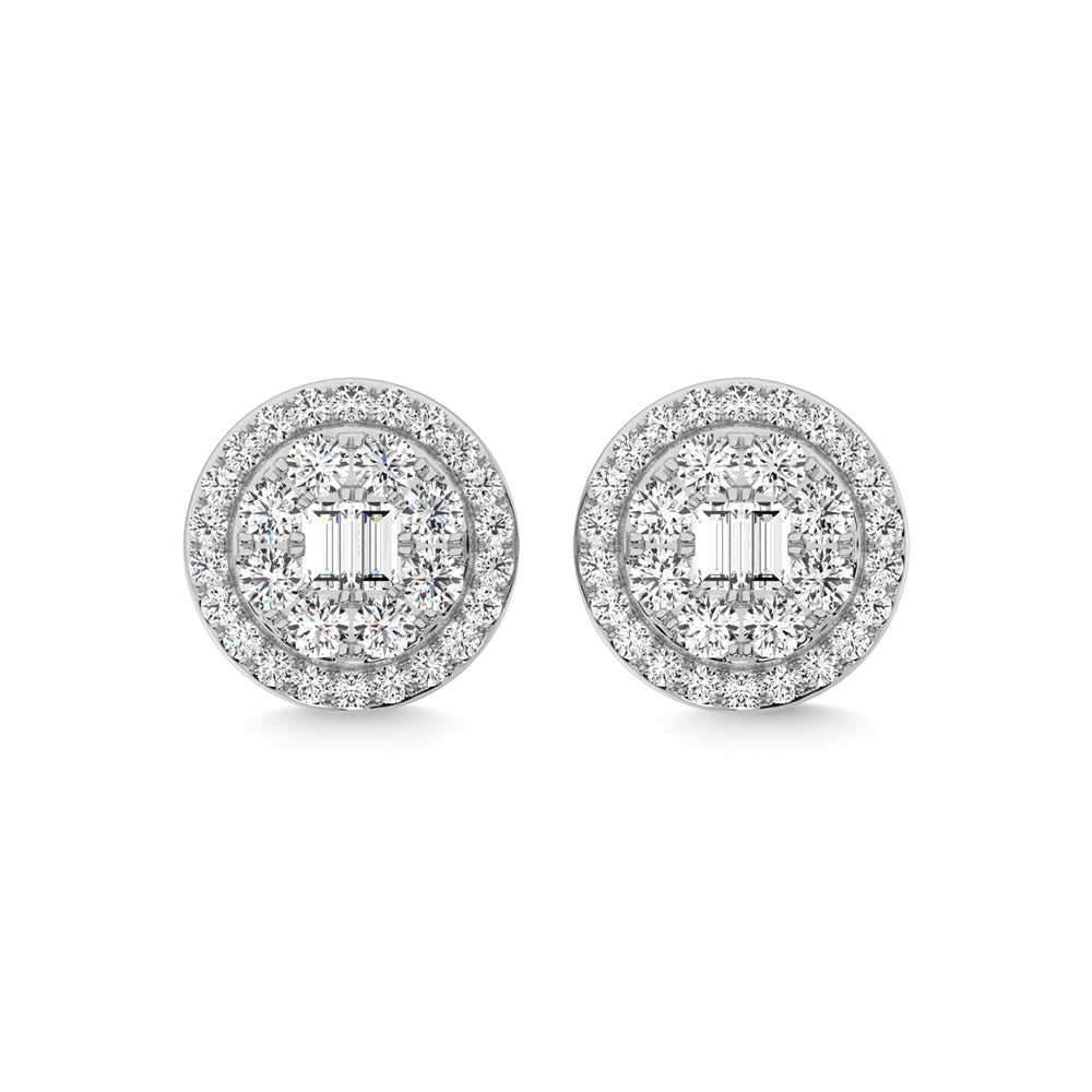 Diamante de oro blanco de 14 quilates de 1/4 qt. total Pendientes de moda