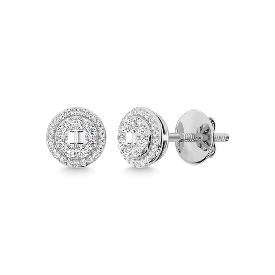 Diamante de oro blanco de 14 quilates de 1/2 qt. total Pendientes de moda