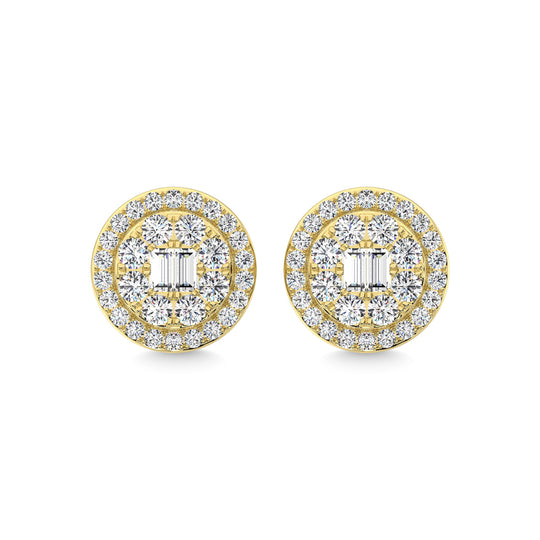 Diamante de oro amarillo de 14 quilates de 1/4 qt. total Pendientes de moda