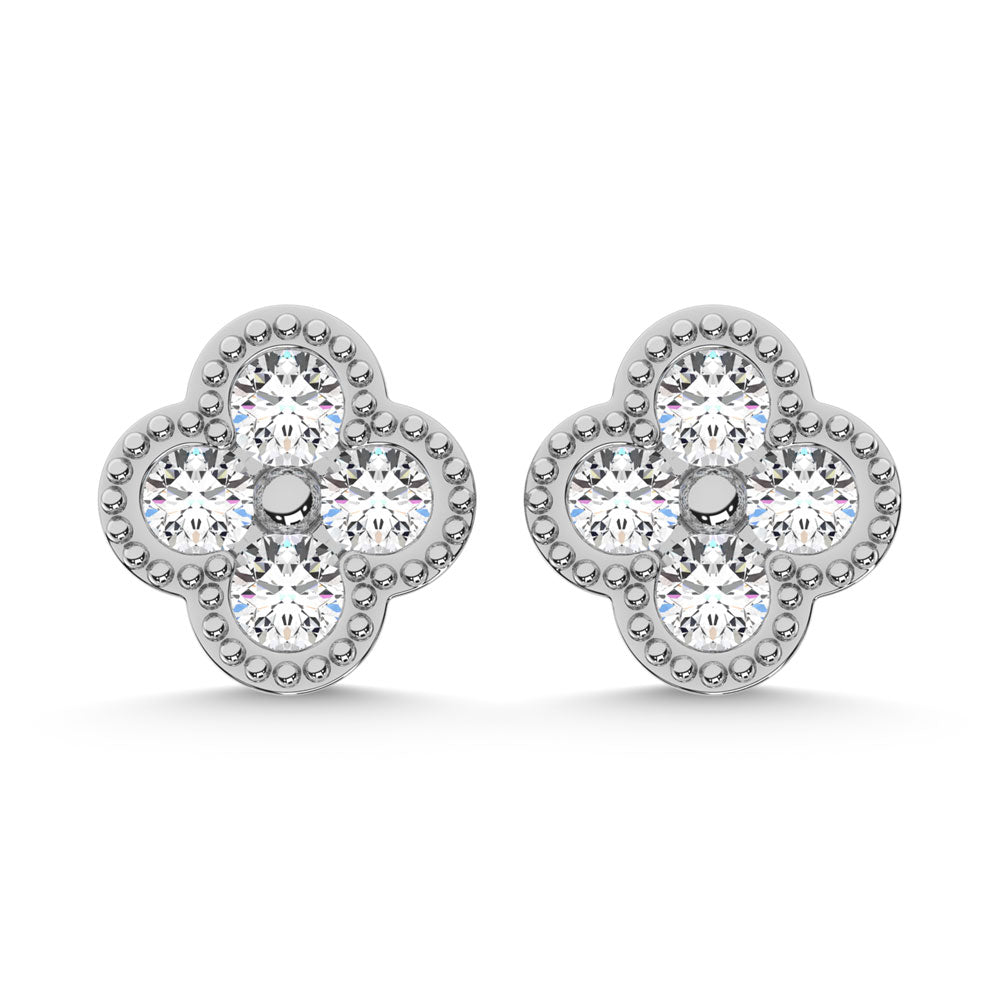 Oro blanco de 10 quilates con diamante de 1/3 qt. total. Pendientes de moda