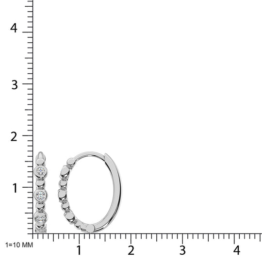 Diamante de oro blanco de 14 quilates de 1/6 quilates total. Aretes de aro