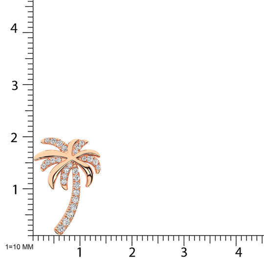 Colgante de palmera de oro rosa de 14 quilates con diamantes de 1/4 qt.Tw