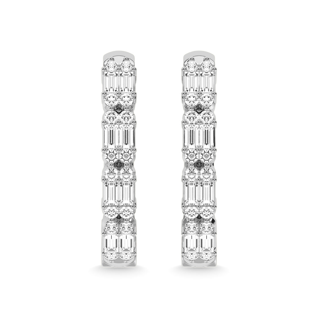 Diamante de oro blanco de 14 quilates de 1/2 qt. total Aretes de aro