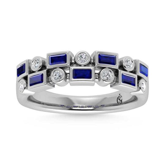 14K White Gold Blue Sapphire 5/8 Ct.Tw. Stackable Band