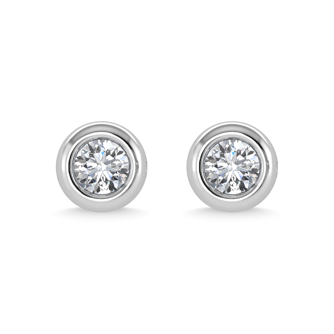 Diamante de oro blanco de 14 quilates de 1/3 qt. total. Aretes