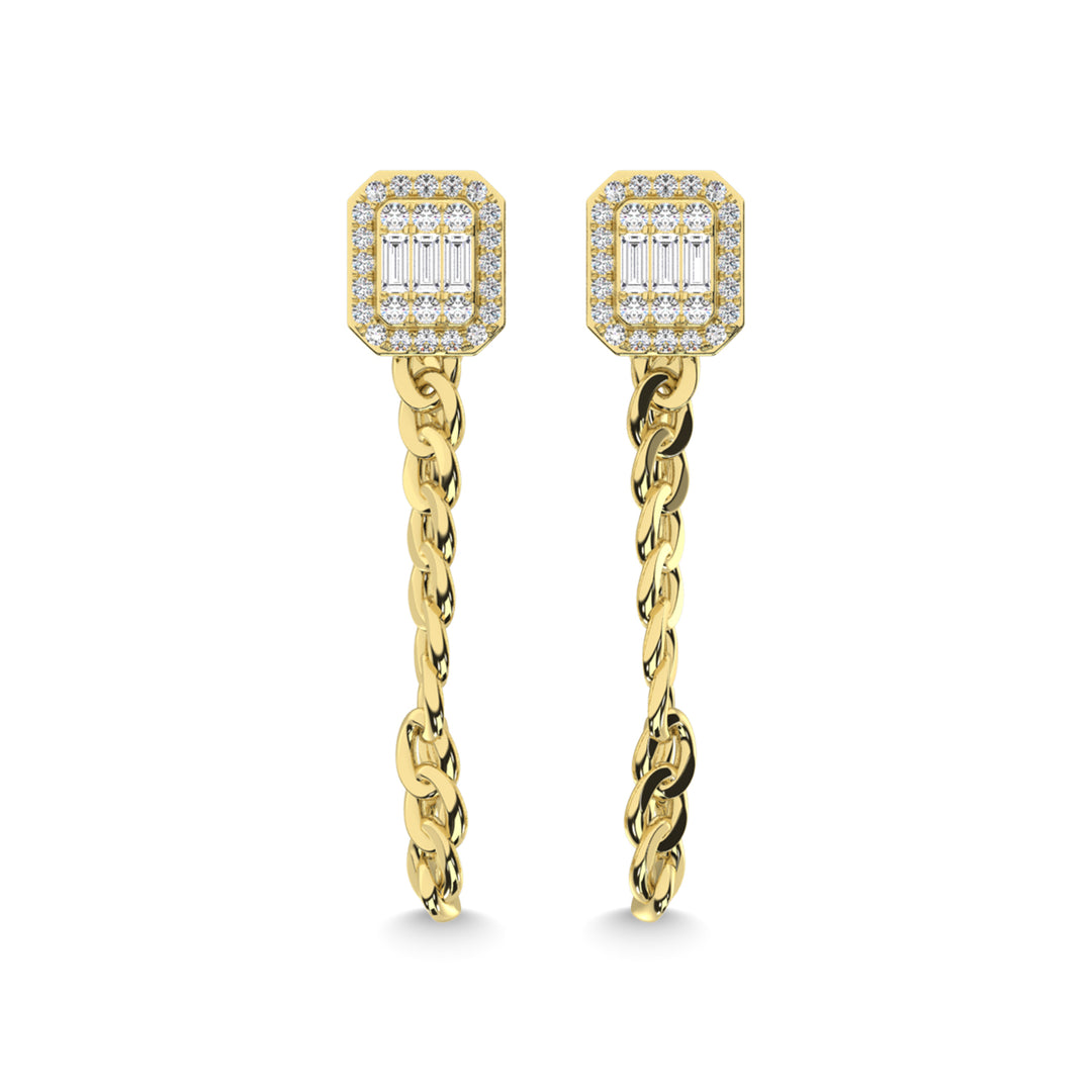 Diamante de oro amarillo de 14 quilates de 1/2 qt. total Pendientes cubanos