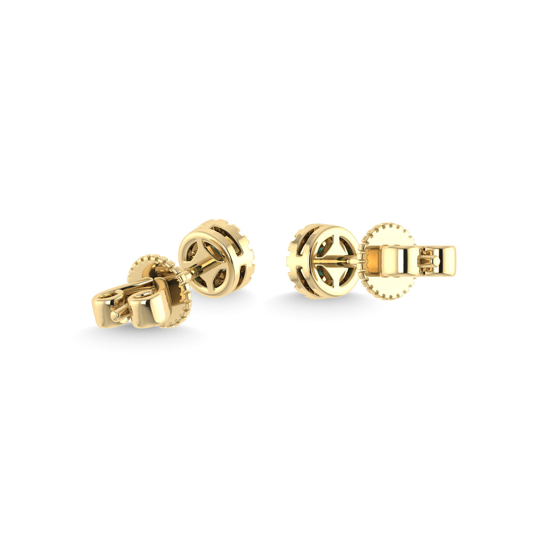 Oro amarillo de 14 quilates con esmeralda y diamante de 1/5 qt.Tw. Pendientes de moda