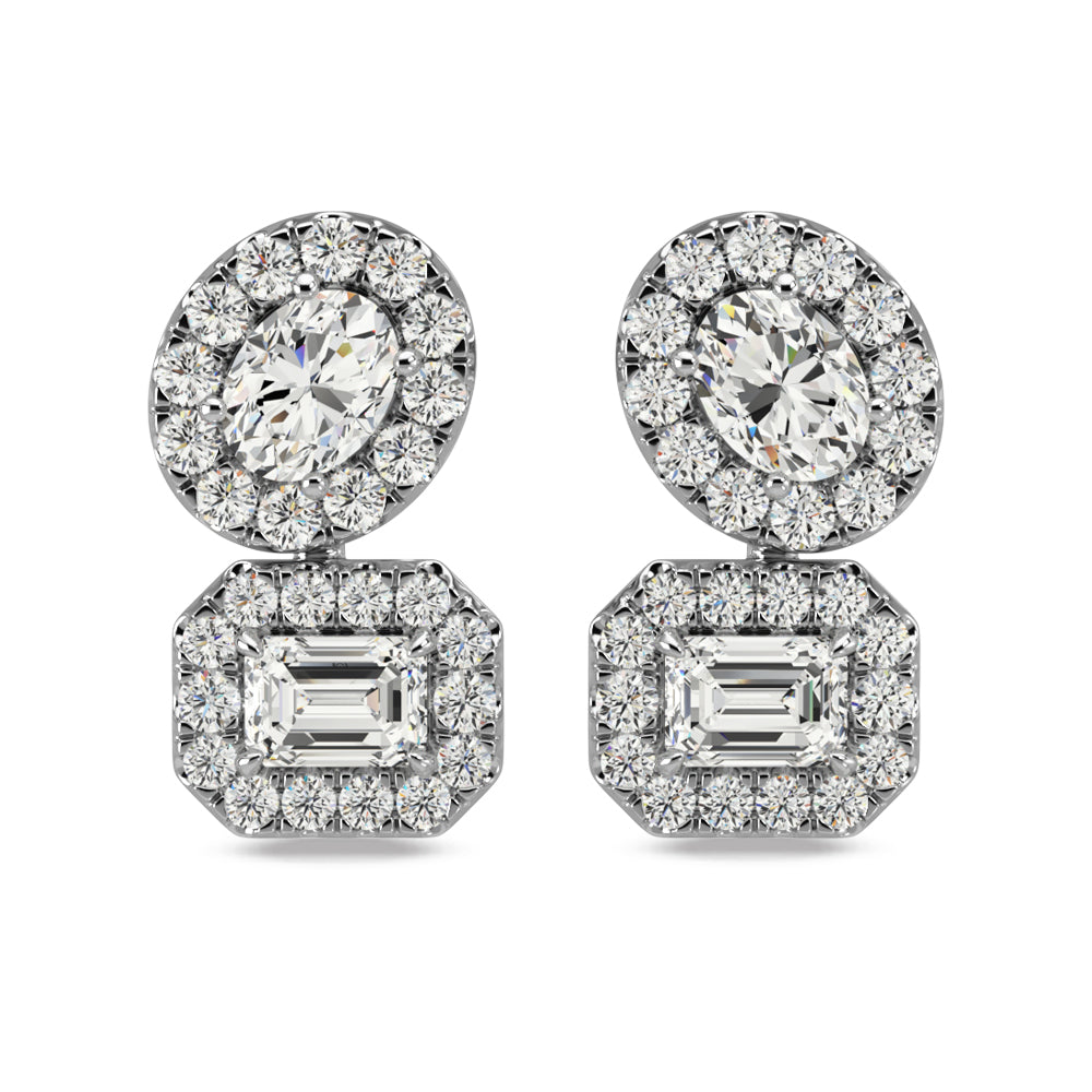 Aretes de moda en oro blanco de 14 quilates con diamantes de 7/8 qt.Tw