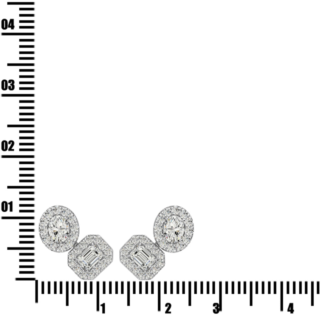 Aretes de moda en oro blanco de 14 quilates con diamantes de 7/8 qt.Tw