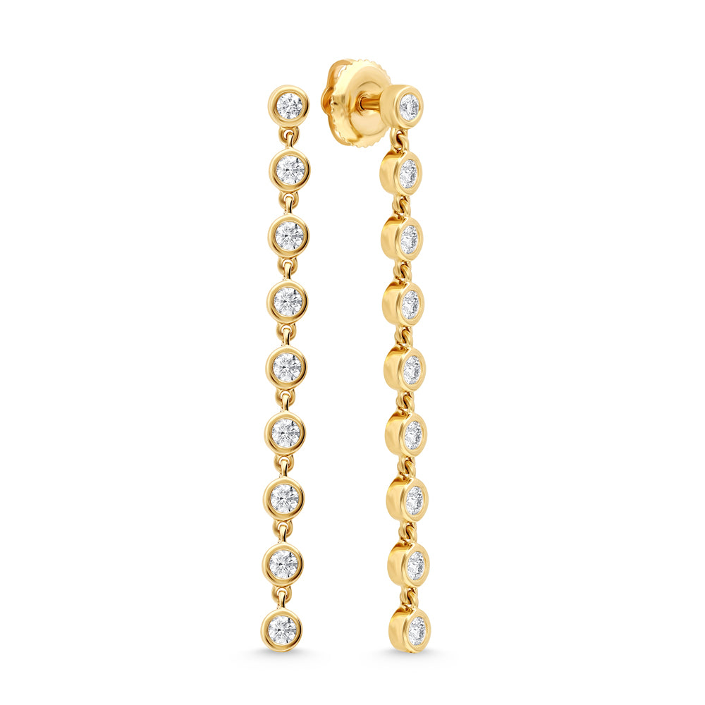 Pendientes de moda de oro amarillo de 14 quilates con diamantes de 1/2 qt.Tw