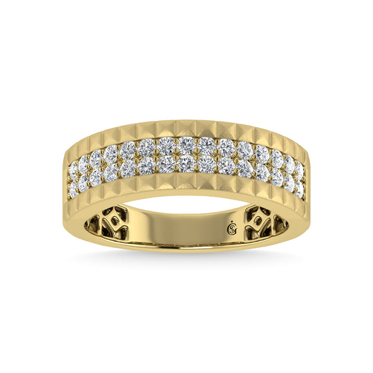 Diamante de oro amarillo de 14 quilates de 1/2 qt. total Banda para hombre