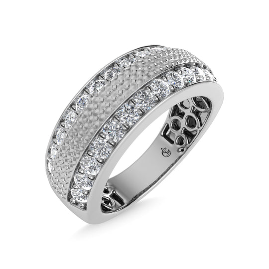 Diamante en oro blanco de 14 quilates de 1 qt. total Anillo para hombre