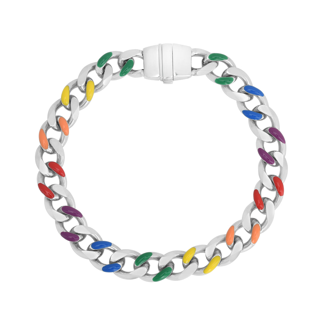 Pulsera Cubana Miami Arcoiris de Plata