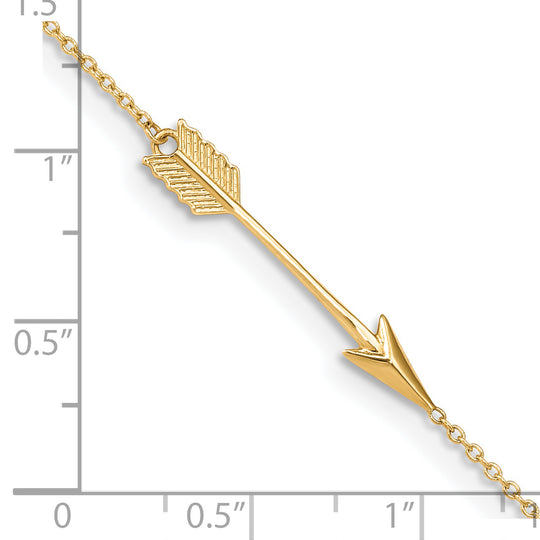 Flecha pulida de 14K de 9 pulgadas más extensión de 1 pulgada. TOBILLERA