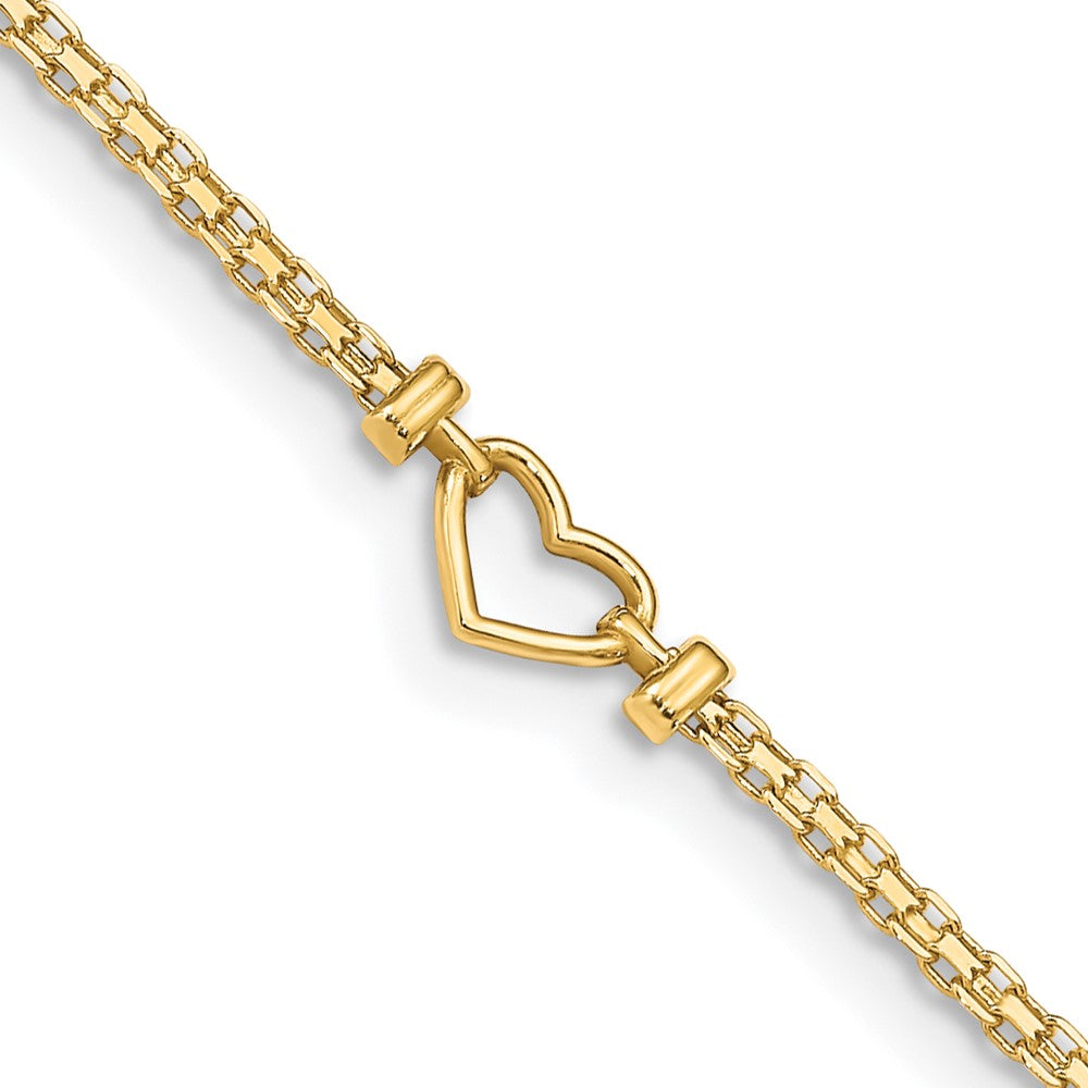 Tobillera de 9 pulgadas con corazón elegante de 14k