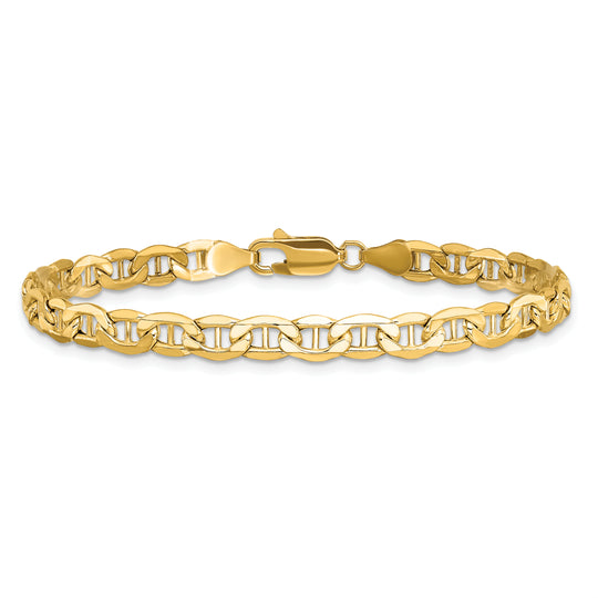 Pulsera Ancla Semi-Sólida de Oro Amarillo de 14k, 4.75mm con Cierre de Langosta