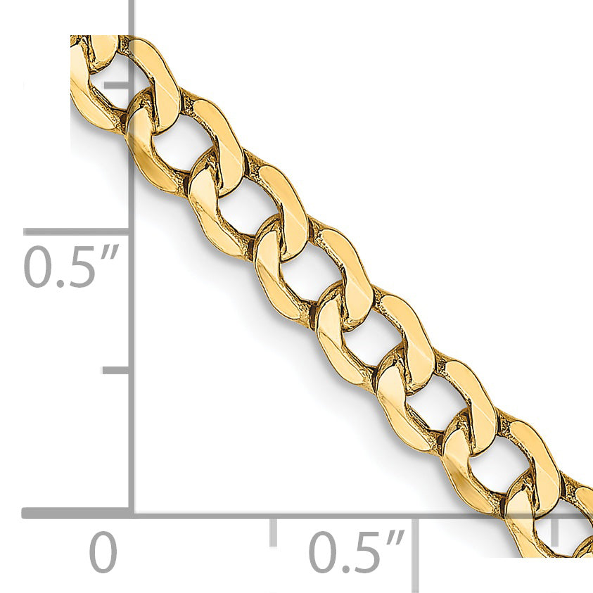 Tobillera de cadena curva semisólida de 14 k y 4,3 mm