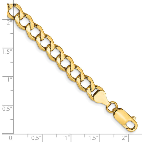 Cadena de eslabones semisólida de 14 k y 6,5 mm