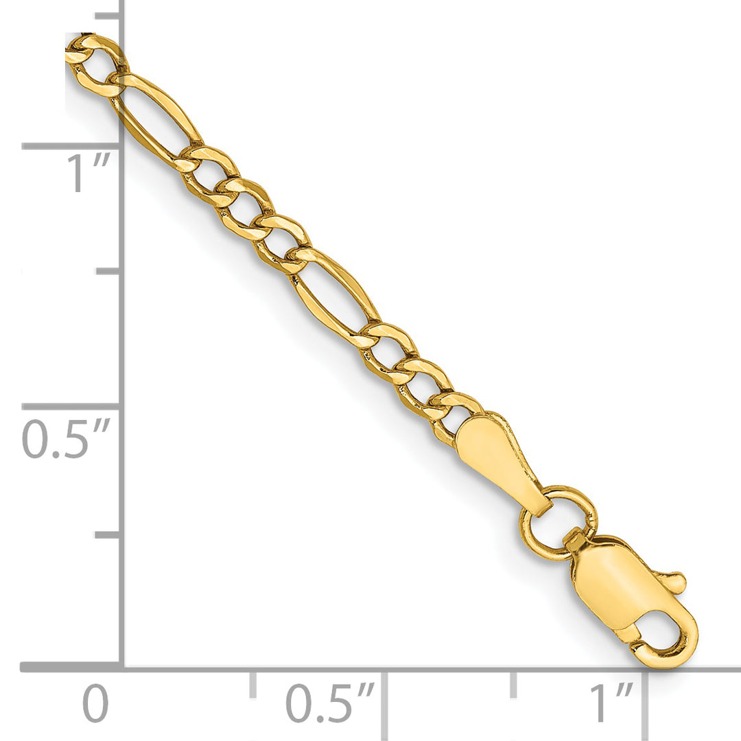 Tobillera de cadena Figaro semisólida de 14k y 2,5 mm