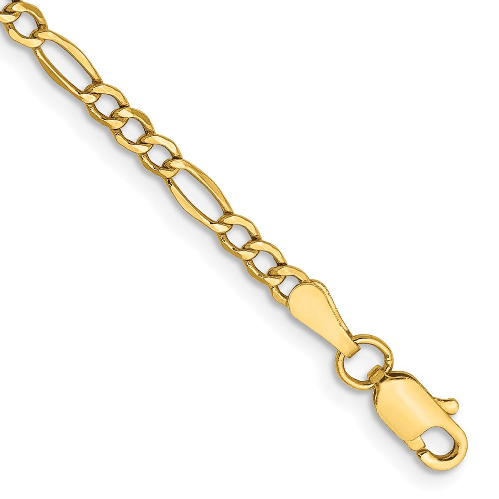 Tobillera de cadena Figaro semisólida de 14k y 2,5 mm