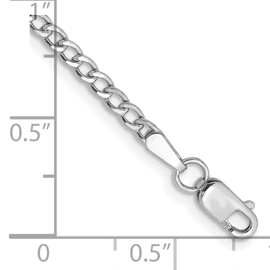 Tobillera de cadena semisólida de 14k WG de 2,5 mm