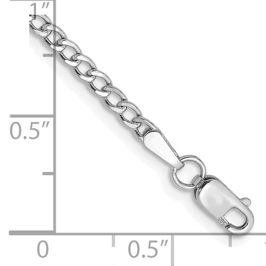 Cadena de eslabones semisólida de 14 k WG de 2,5 mm