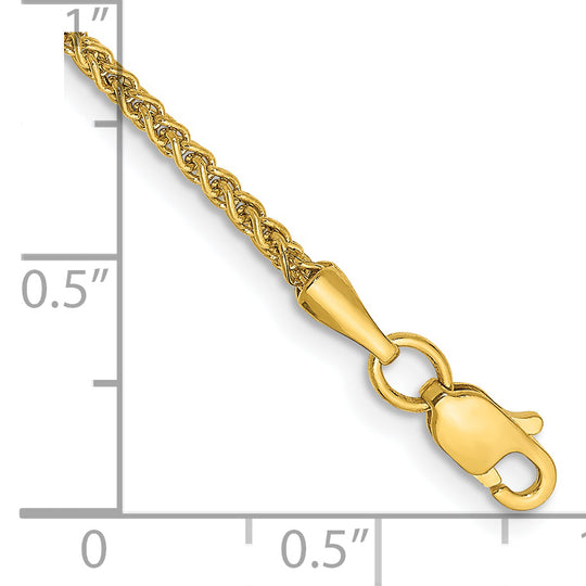 Tobillera de Cadena de Trigo Semisólida de 14k y 1.55 mm