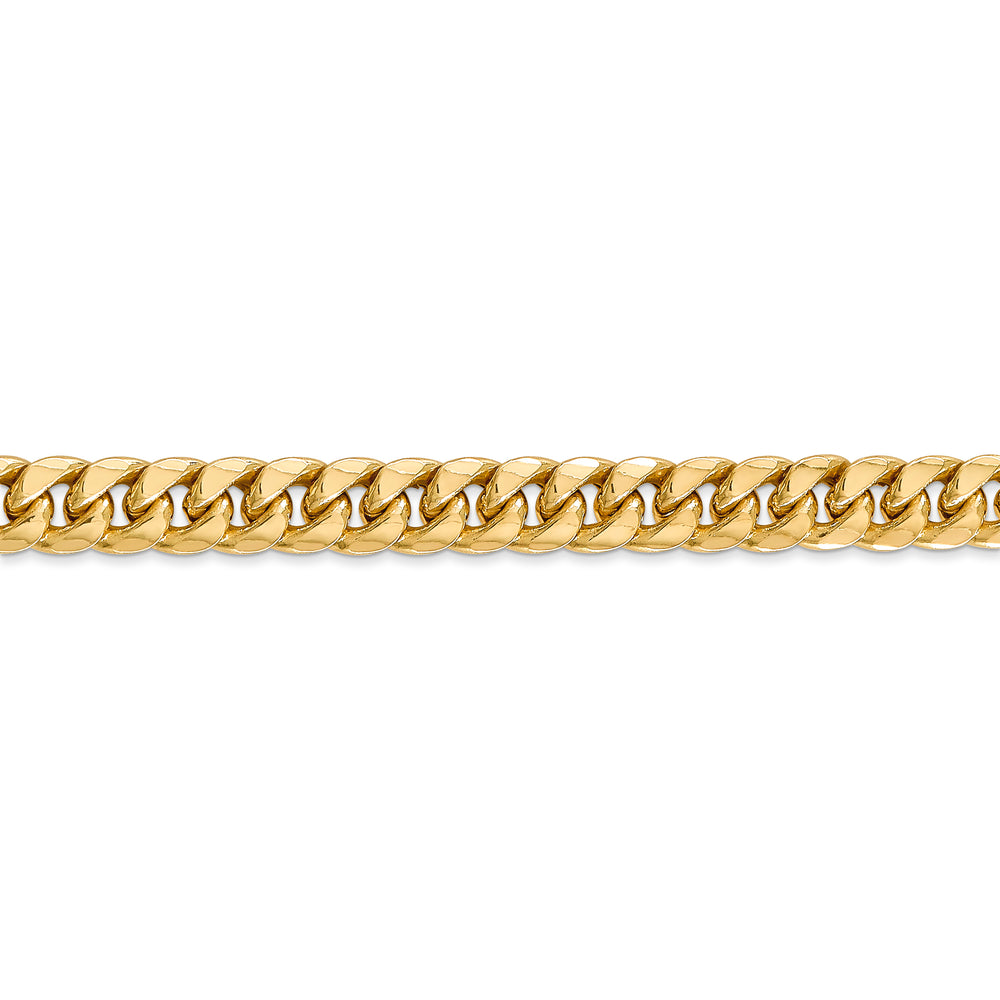 Cadena Cubana Miami Semisólida  de 6.75 mm en Oro Amarillo de 14k